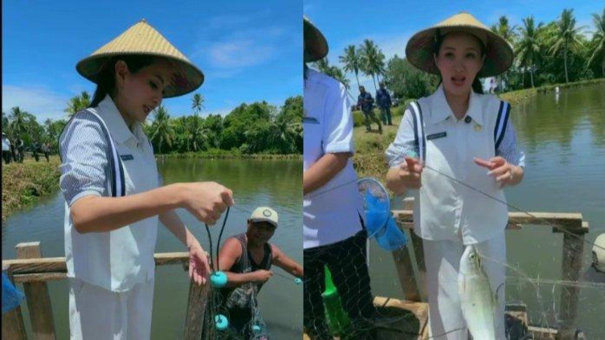 SHERLY PANEN IKAN - Gubernur Maluku Utara, Sherly Tjoanda panen ikan bandeng di Desa Todowongi, Kecamatan Jailolo, Halmahera Barat pada Jumat 11 April 2025. Gambar tangkap layar dari Instagram.com @s_tjo.