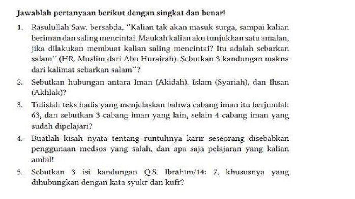 Soal PAI Kelas 11 Halaman 62 (pdf)