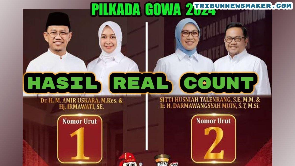 Berikut link hasil Real Count Pilkada Serentak 2024 atau Pilkada Gowa 2024: cek perolehan suara Amir-Irmawati vs Husniah-Darmawangsyah