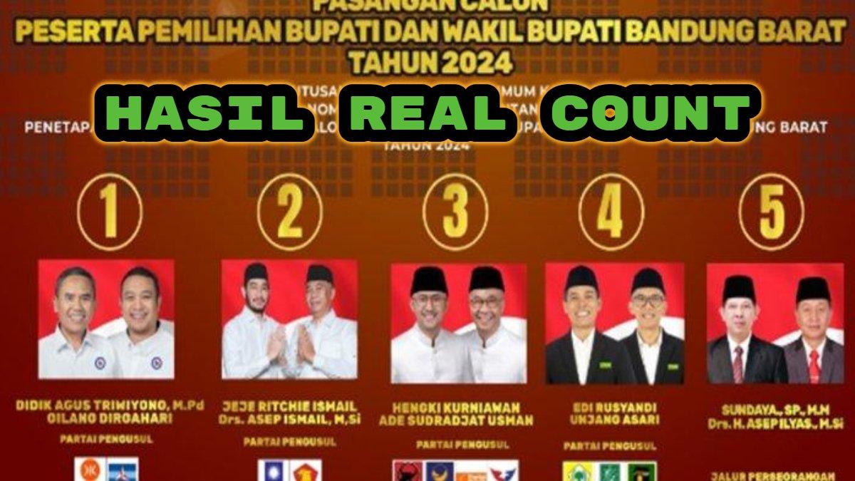 Berikut real count Pilkada Bandung Barat 2024, Didik Agus Triwiyono vs Jeje Ritchie Ismail vs Hengky Kurniawan vs Edi Rusyandi vs Sundaya.