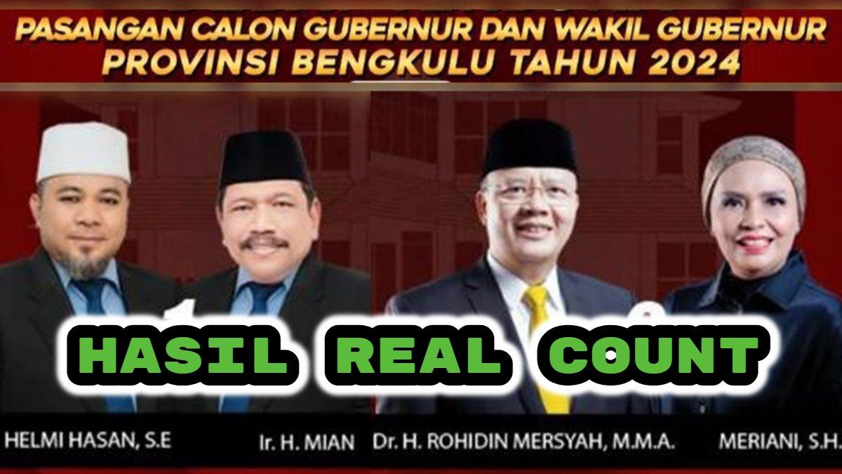 Berikut link hasil real count Pilkada Bengkulu 2024, pantau perolehan suara Helmi Hasan-Mian vs Rohidin Mersyah-Meriani.