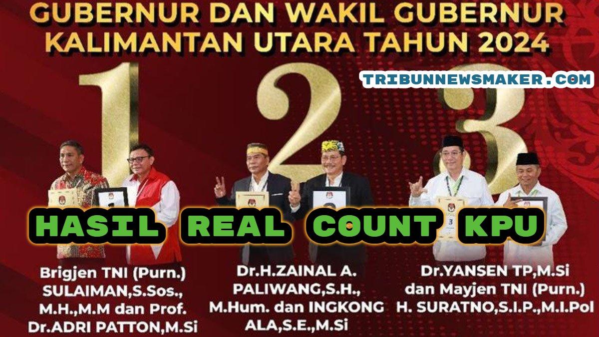 Inilah hasil real count Pilkada Kalimantan Utara (Kaltara) 2024. Sulaiman dan Adri Patton vs Zainal Paliwang dan Ingkong vs Yansen dan Suratno