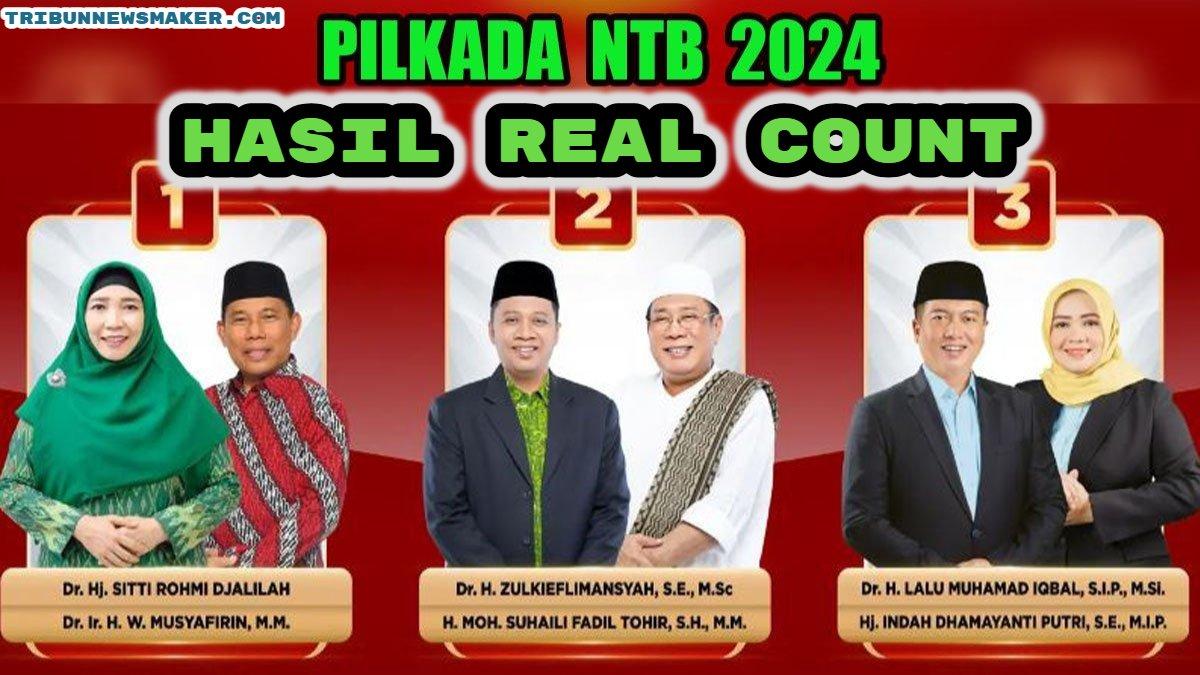Berikut link hasil real count Pilkada Nusa Tenggara Barat 2024. Zulkieflimansyah vs Sitti Rohmi Djalillah vs Lalu Muhamad Iqbal.