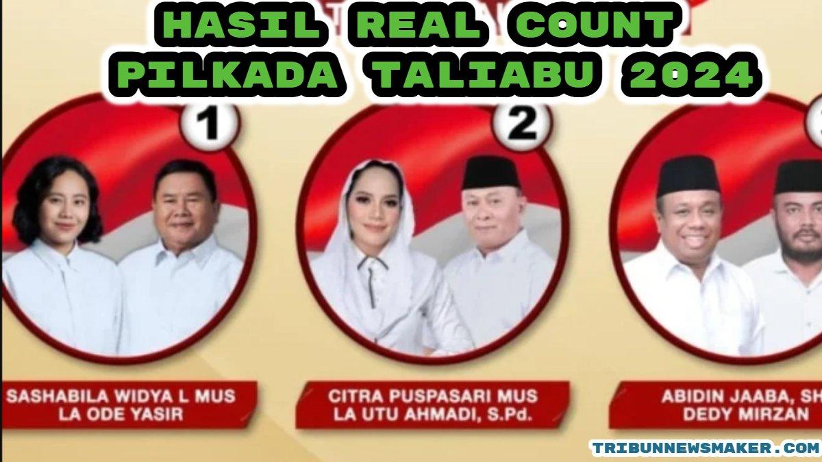 Inilah hasil real count di Pilkada Kabupaten Pulau Taliabu, Maluku Utara 2024. Sashabila Widya L Mus vs Citra Puspasari Mus vs Abidin Jaaba.