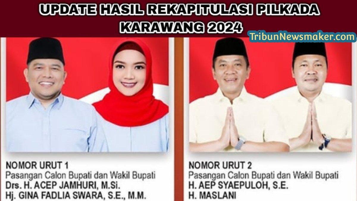 Berikut hasil rekapitulasi Pilkada Karawang 2024. Aep Syaepuloh dan Maslani unggul telak dari Acep Jamhuri dan Gina Fadlia Swara.