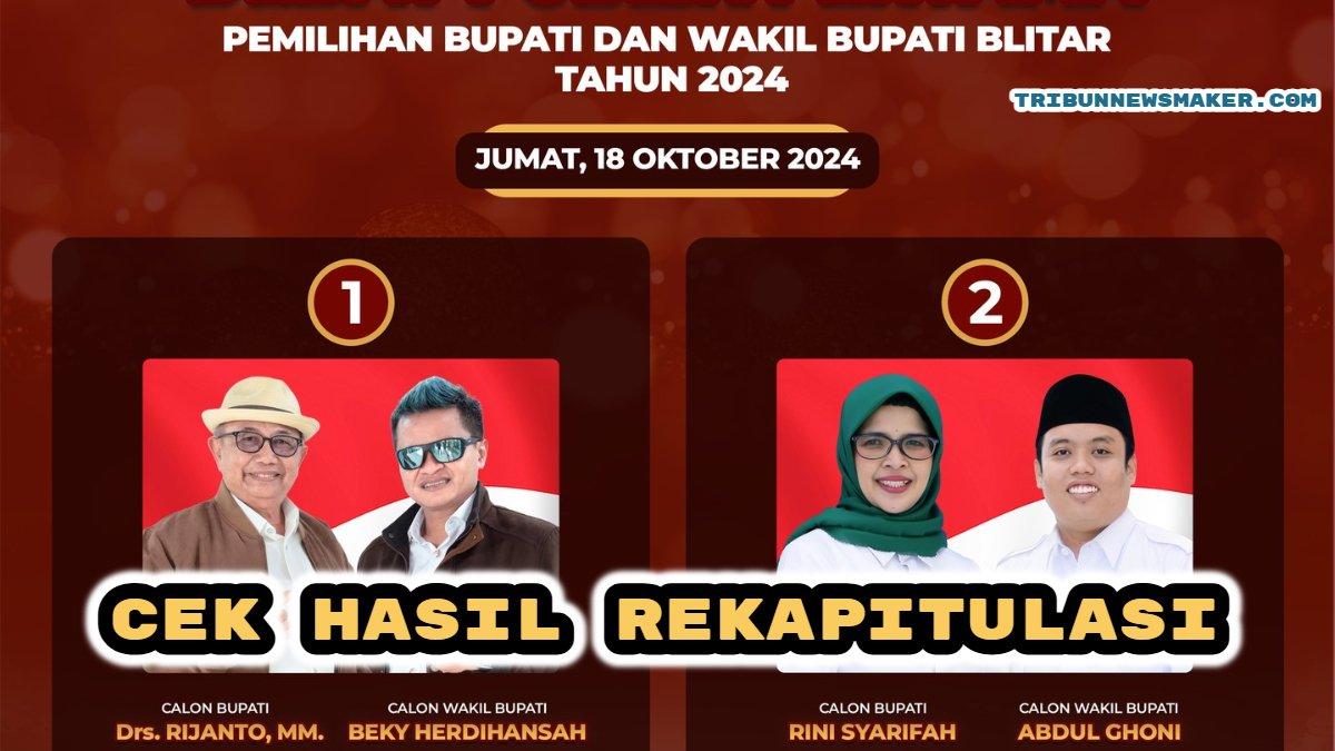 Inilah hasil rekapitulasi suara di Pilkada Kabupaten Blitar. Rijanto-Beky Herdihansah kalahkan Rini Syarifah-Abdul Ghoni