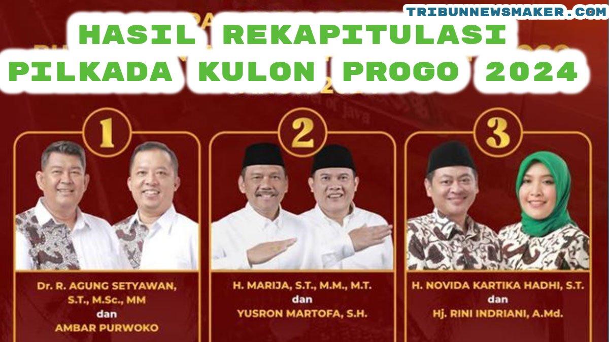 Hasil rekapitulasi suara di Pilkada Kulon Progo 2024. Agung Setyawan-Ambar Purwoko kalahkan Marija-Yusron Martofa & Novida Kartika Hadhi-Rini Indriani