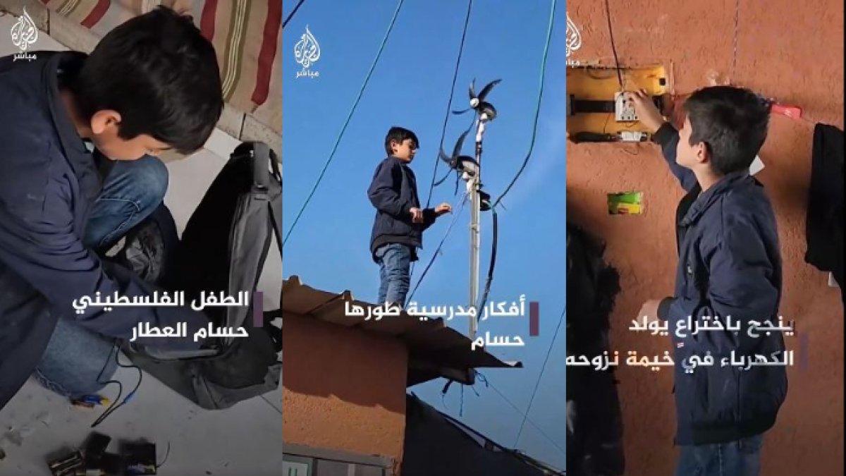 Hussam Al Attar, Seorang anak Palestina berusia 15, berhasil menciptakan listrik dari barang bekas yang bisa menerangi tenda keluarganya, dia pun ramai dijuluki Newton dari Gaza.