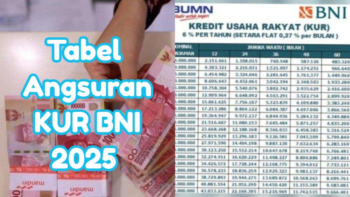 Tabel Angsuran KUR BNI 2025, Cek Cicilan Tenor 1-5 Tahun, Ini Cara ...