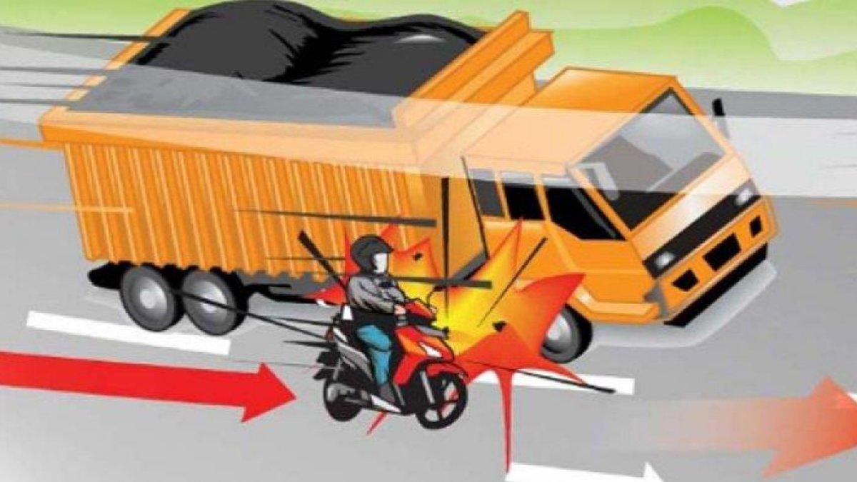 Ilustrasi truk lindas pemotor.