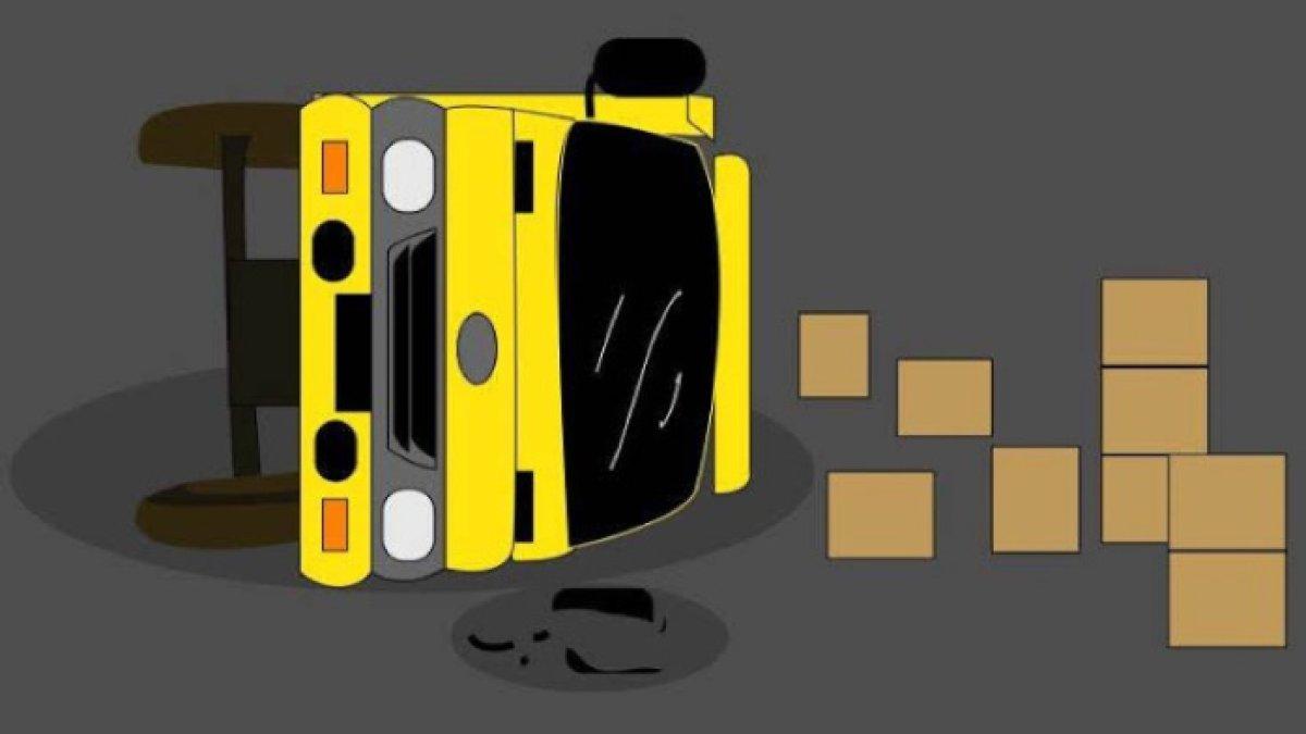 ILUSTRASI truk terguling
