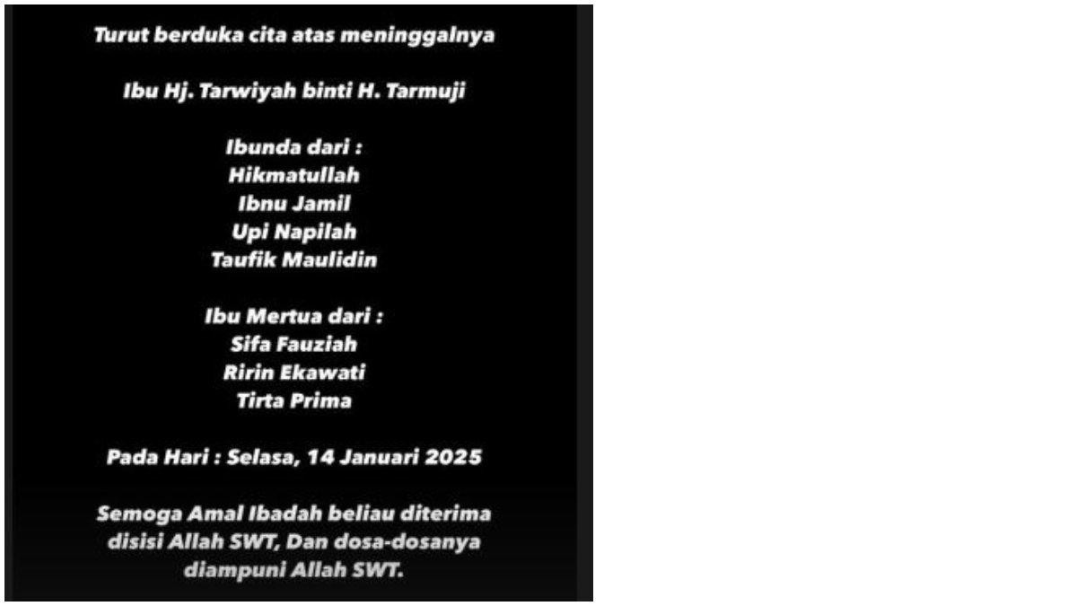 Ibunda Ibnu Jamil meninggal dunia.