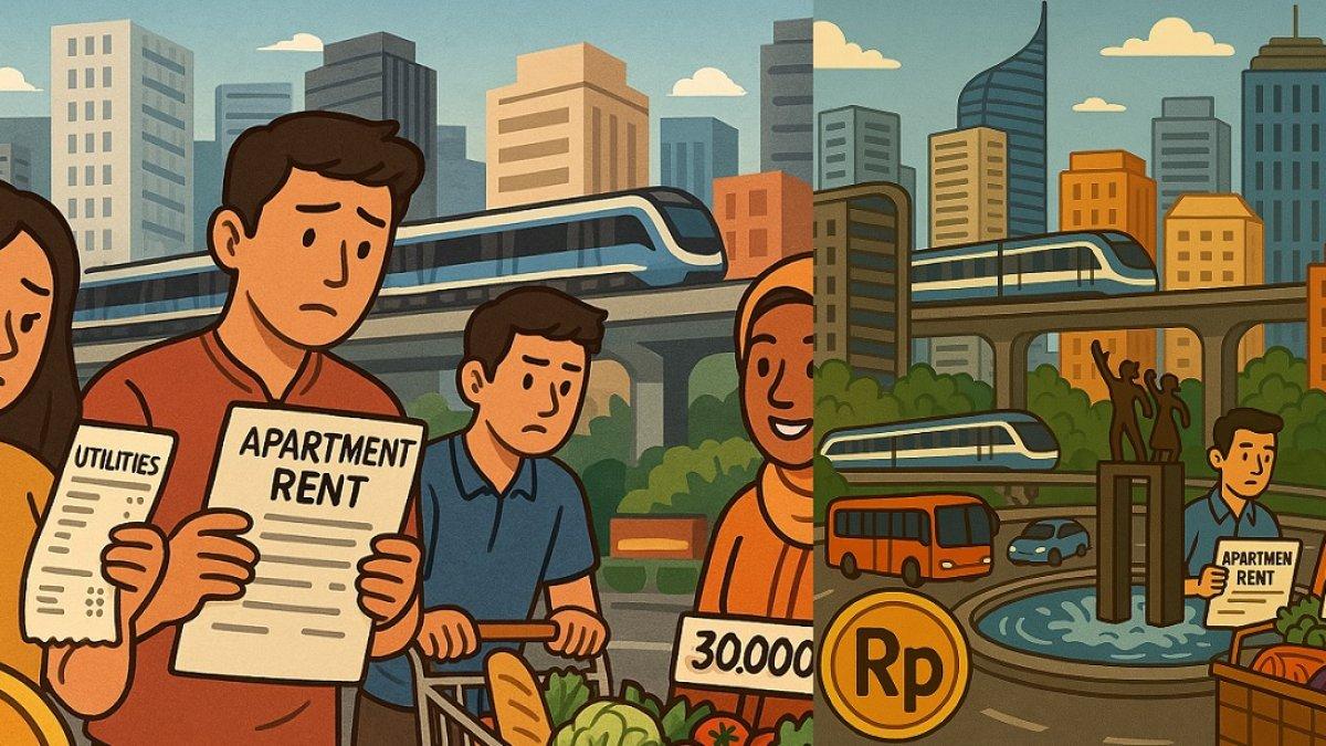 KABAR WILAYAH - Ilustrasi biaya hidup di kota Jakarta generated by AI Copilot