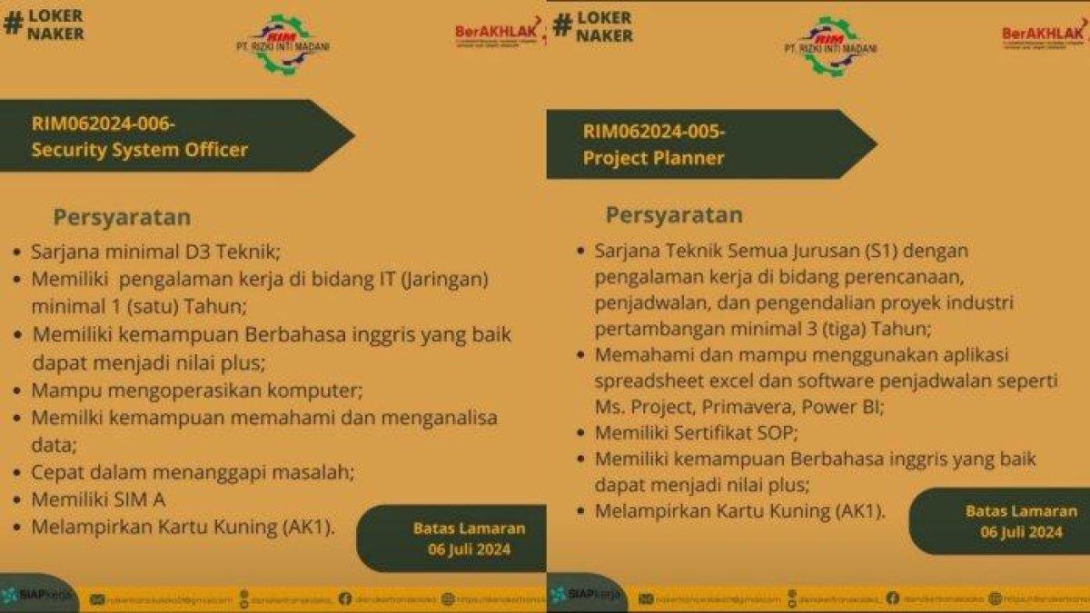 Ilustrasi info loker di PT Rizki Inti Madani.
