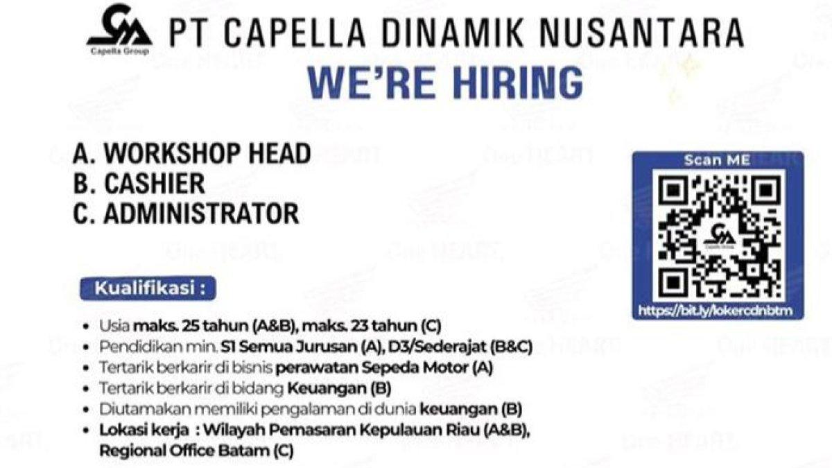 Ilustrasi lowongan kerja di PT Capella Dinamik Nusantara.