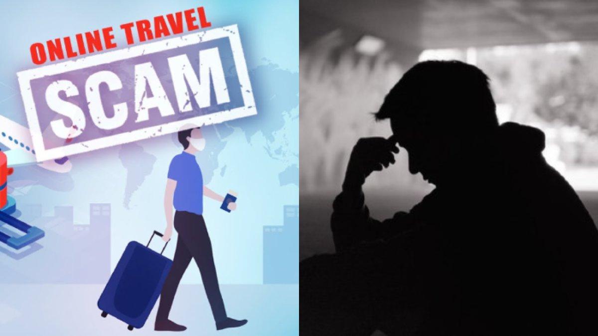 Ilustrasi pria depresi karena penipuan paket wisata (Travel Scam)