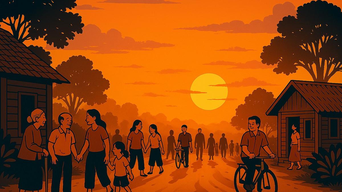 KABAR WILAYAH - Ilustrasi sunset di pedesaan dibuat dengan Copilot