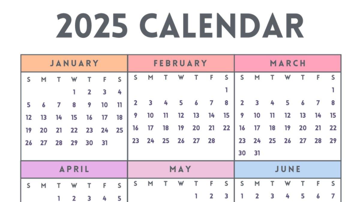 Ilustrasi template kalender lucu 2025.