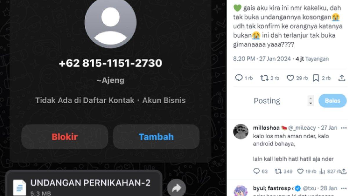 Tangkap layar link undangan penipuan. Ini hal yang harus dilakukan saat terlanjur klink link undangan penipuan.