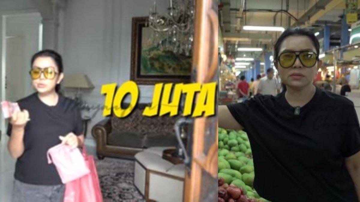 Inilah gaya nyentrik Mayangsari saat berbelanja di pasar