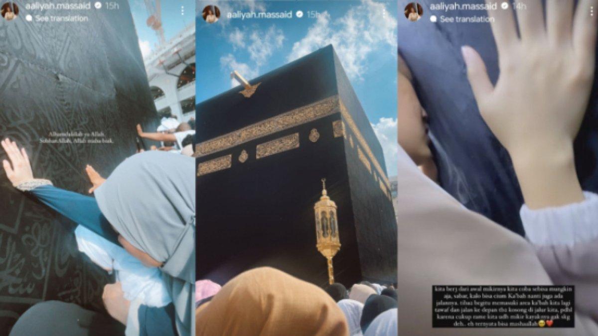 Inilah momen Aaliyah Massaid berhasil mencium Ka'bah