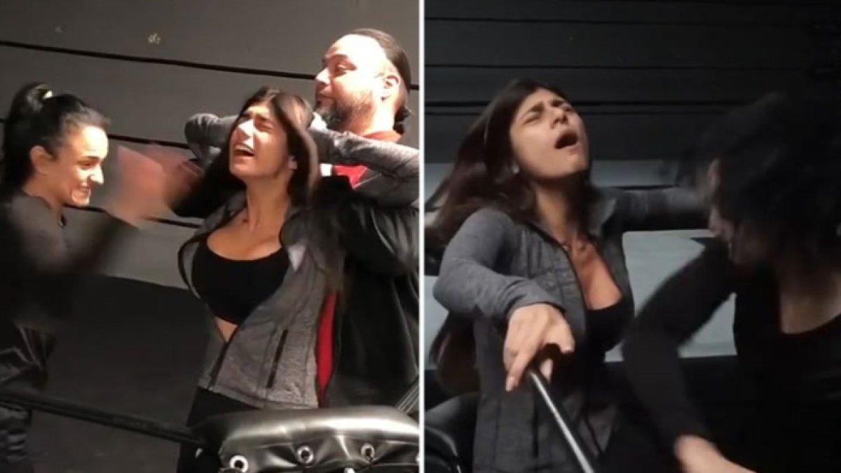 Inilah momen Mia Khalifa dibantai oleh pegulat profesional setelah menuding bahwa gulat adalah pertandingan settingan