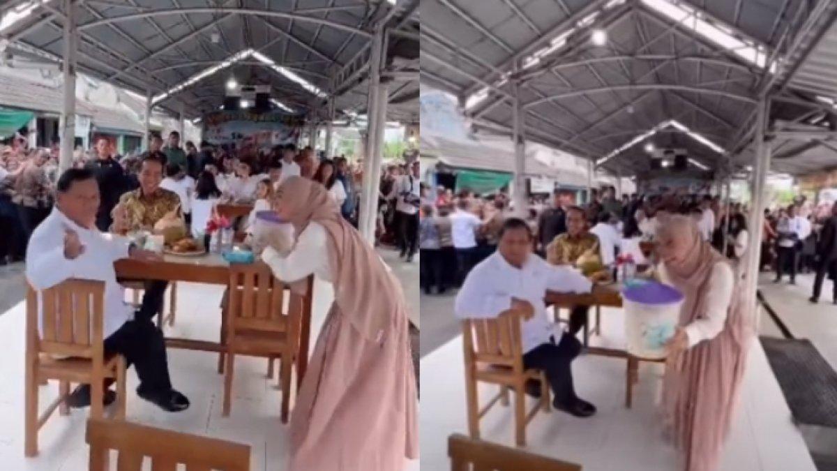 Inilah momen Ria Ricis deg-degan sekaligus malu-malu minta kerupuk setoples ke Prabowo dan Jokowi