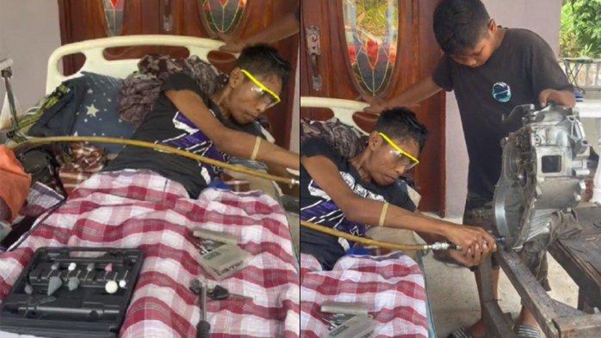 Inilah perjuangan Mohamad Zulkarnaen, derita lumpuh dan kini sukses jadi mekanik 'montir' meski berada di atas ranjang