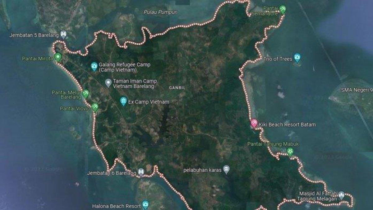 Inilah peta Pulau Galang di Kepulauan Riau yang diisukan menjadi lokasi penampungan Rohingya