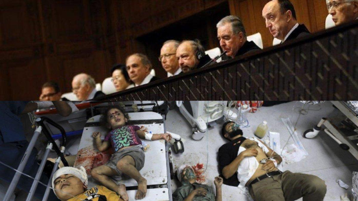 Anggota dewan juri duduk di Persidangan International Court of Justice (ICJ/Mahkamah Internasional) di Hague, Den Haag, Belanda, pada 2015 silam.

Warga Palestina yang terluka dalam pemboman Israel menunggu perawatan di Rumah Sakit Shifa di Kota Gaza, Senin, 23 Oktober 2023.