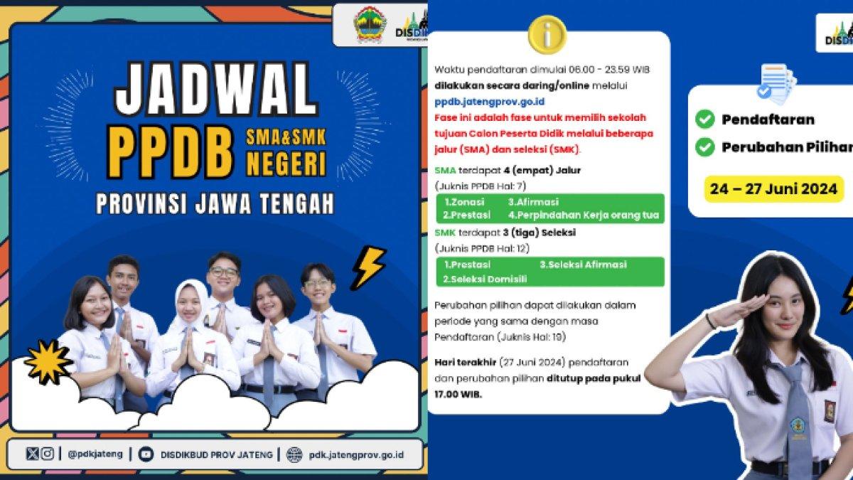 Jadwal PPDB Jateng 2024 SMA/SMK.