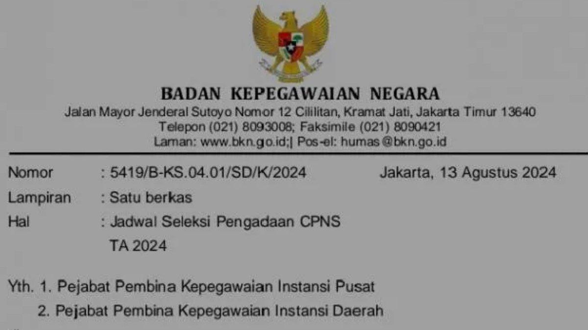 Pendaftaran CPNS 2024 akan dibuka mulai 20 Agustus 2024 hingga 6 September 2024.