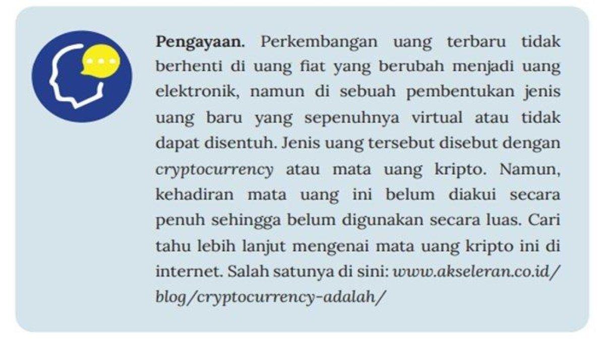 Jawaban dari soal IPS Kelas 9 halaman 72 Kurikulum Merdeka terkait Cryptocurrency atau mata uang kripto.