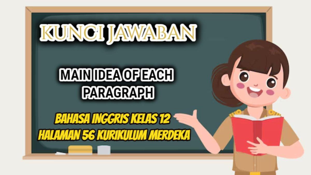 Jawaban dari soal 'Main Idea of Each Paragraph' dalam Bahasa Inggris Kelas 12 halaman 56 Kurikulum Merdeka.