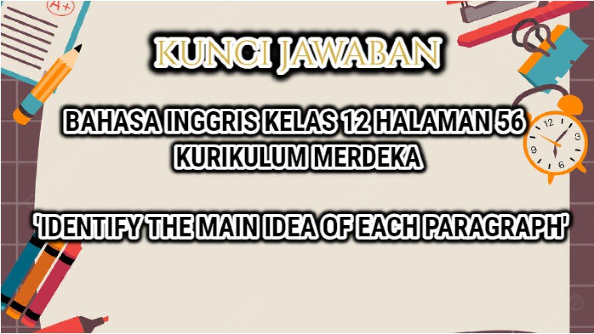 Jawaban soal Bahasa Inggris Kelas 12 halaman 56 Kurikulum Merdeka, Identify the main idea of each paragraph!