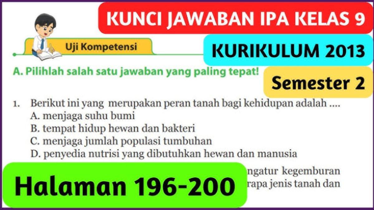 Jawaban soal IPA Kelas 9 semester 2 halaman 196-200 peran tanah bagi kehidupan