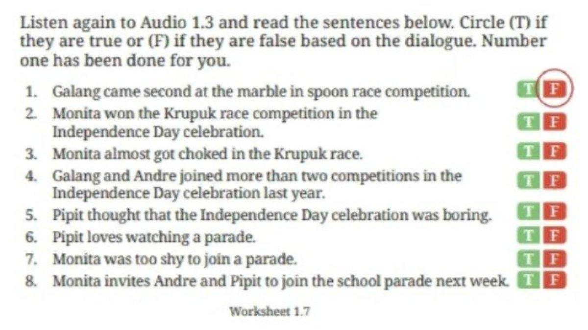 Jawaban terakurat Bahasa Inggris Kelas 8 halaman 41 Kurikulum Merdeka Unit 2,Galang Activities in Celebrating Independence Day.