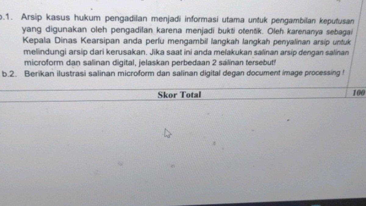 Jawaban terbaik dari soal 'Berikan ilustrasi salinan microform dan salinan digital dengan document image processing!'