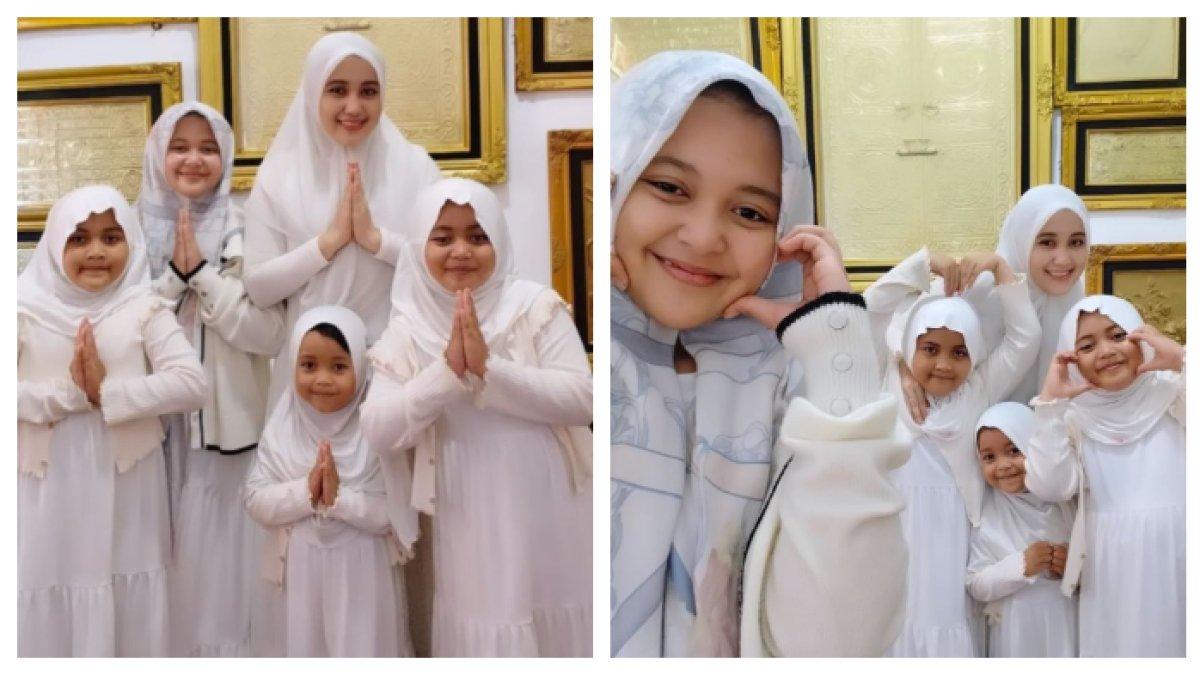 KABAR LUTFIANA ULFAH - Lutfiana Ulfah istri Syekh Puji bagikan momen lebaran bareng keempat putrinya.
