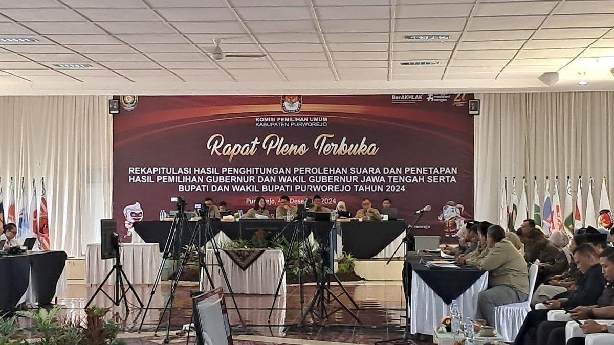 KPU Kabupaten Purworejo melaksanakan rapat pleno terbuka rekapitulasi hasil penghitungan Suara serta Penetapan hasil Pilkada pada Rabu (4/12/2024).