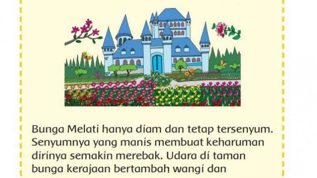 Buku Tematik Kelas 3 SD/MI Tema 2 Subtema 1 Pembelajaran 4 halaman 30 dan 32 tentang dongeng Bunga Melati yang Baik Hati.