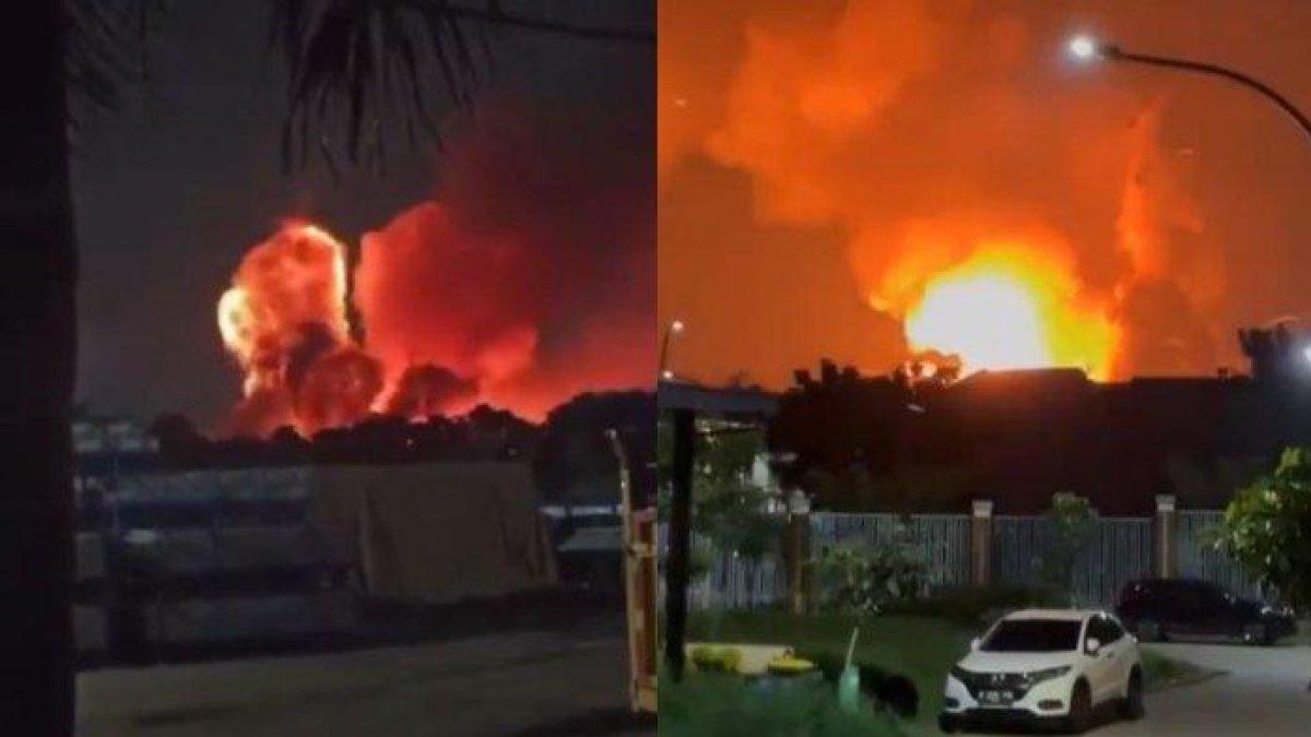 Kebakaran Gudang Amunisi Daerah Paldam Jaya di Desa Ciangsana, Kabupaten Bekasi, Minggu (31/3/2024) dini hari. (Instagram)