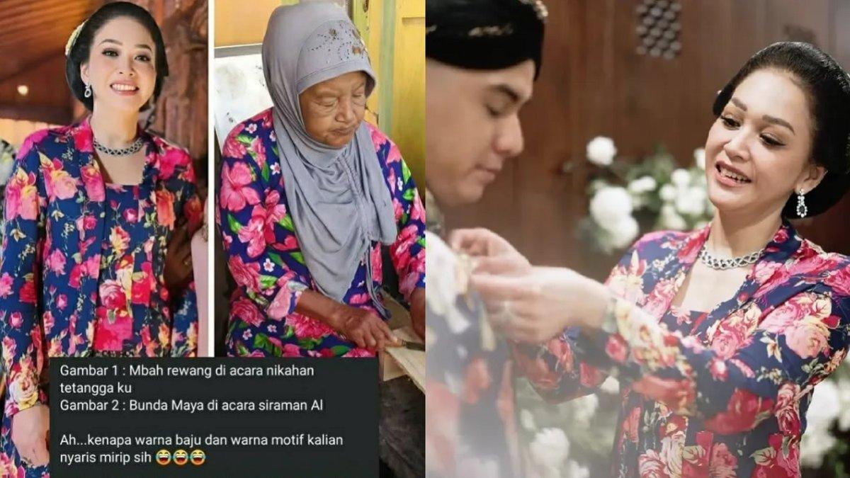 FASHION MAIA ESTIANTY - Kolase foto Maia Estianty diambil dari thread.com/azizahsalsabila3 dan instagram/alghazali7. Kebaya yang dipakai Maia Estianty mirip dengan yang dipakai seorang nenek biasa