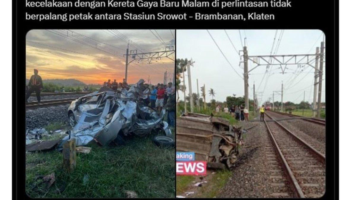 Kecelakaan KA Gaya Baru Malam Selatan vs mobil di Klaten.