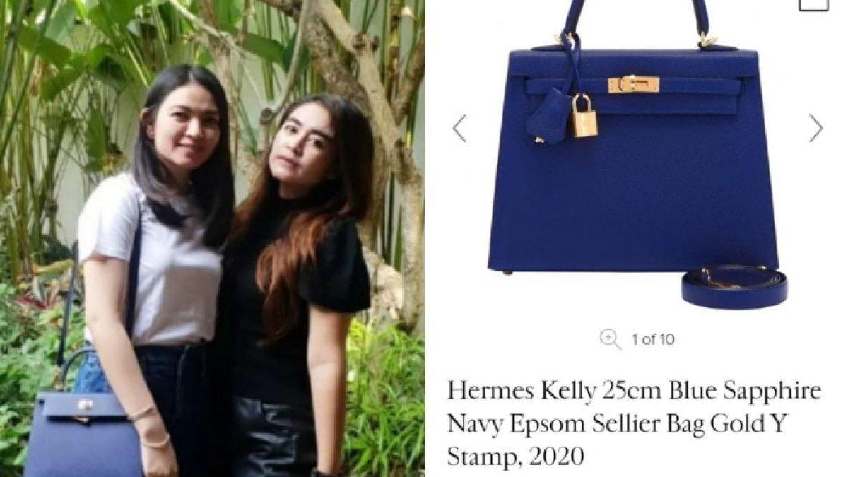 Kelly 30 CM Blue Sapphire Navy Epsome Sellier Bag, tas mewah milik Selvi Ananda