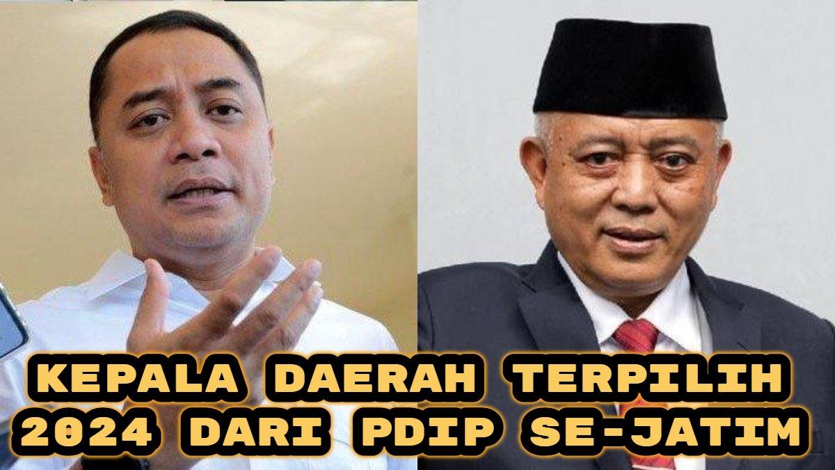 Berikut daftar lengkap Gubernur, Bupati dan Wali Kota terpilih dari Partai Demokrasi Indonesia Perjuangan (PDIP) se-Jawa Timur (Jatim) di Pilkada 2024. Ada Eri Cahyadi di Kota Surabaya dan Sanusi di Malang.