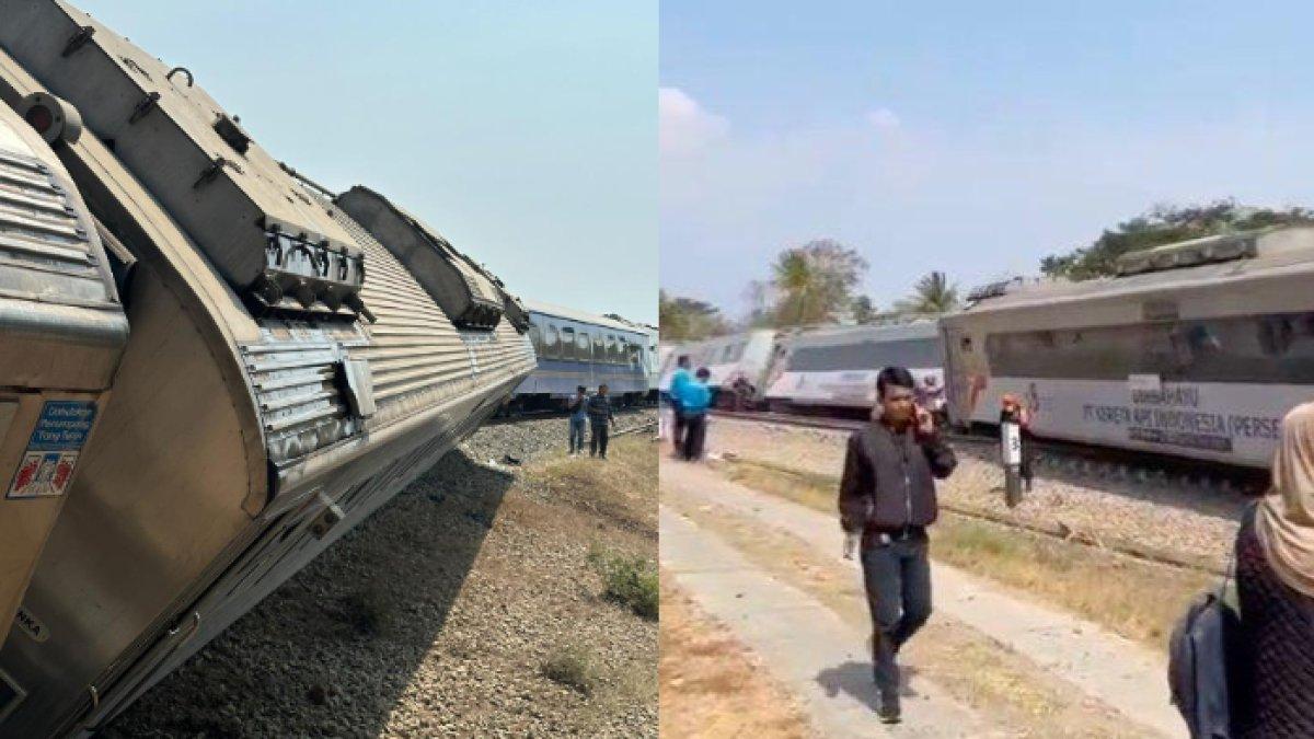 Kereta api yang anjlok adalah KA Argo Semeru dan Argo Wilis