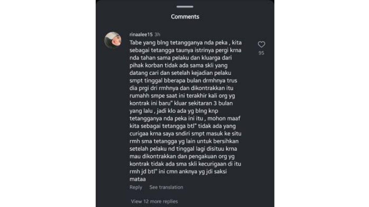 Kesaksian tetangga pelaku yang cor istrinya di Makassar