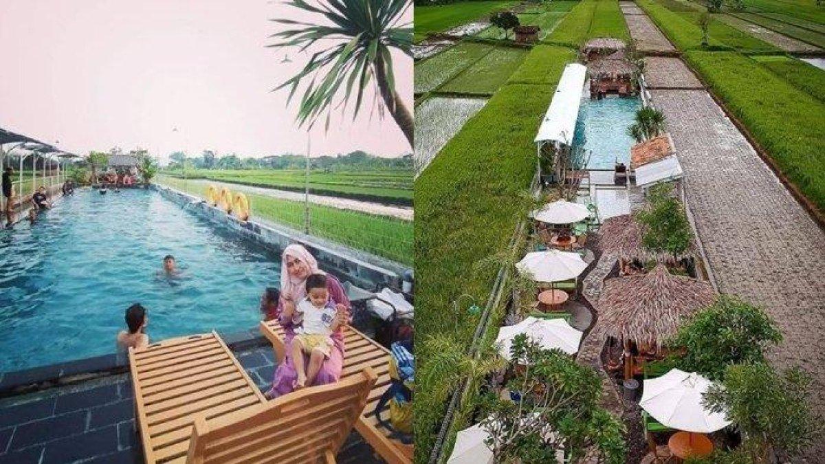 WISATA KLATEN HITS - Kolam renang di tempat wisata Pesona Alam Tirta, Klaten, Jawa Tengah.