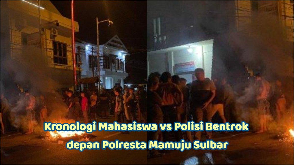 Kronologi mahasiswa vs polisi bentrok depan Polresta Mamuju Sulbar.